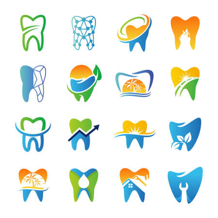 set of dental logo vector templateのイラスト素材