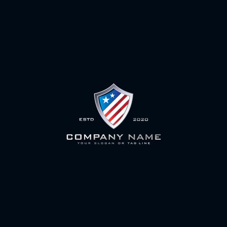 logo american shield vector templateのイラスト素材