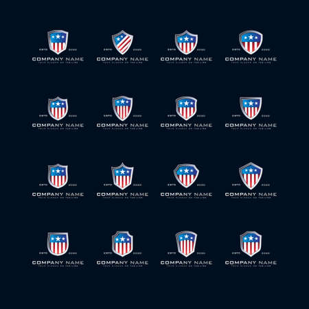 collection of american logos and shield vector templatesのイラスト素材