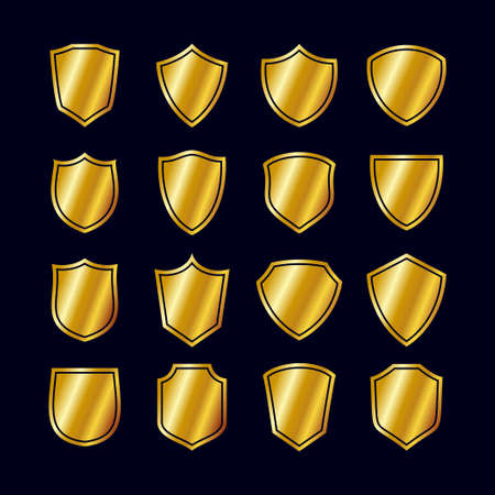 the best collection of gold shield vector template templatesのイラスト素材