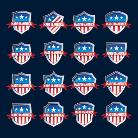 set design Made In America Shield vector templateのイラスト素材