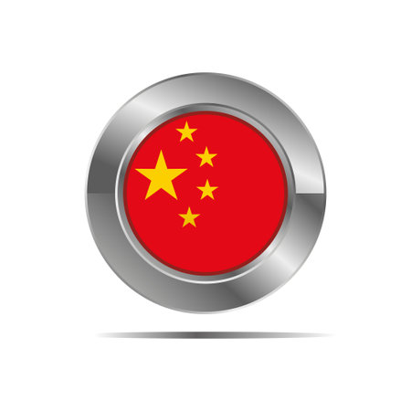 Chinese country flag icon in the form of a circle button vectorのイラスト素材