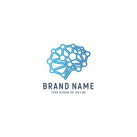 vector design technology brain logo templateのイラスト素材