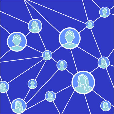 design connects people the concept of social networks with a blue background vector templateのイラスト素材