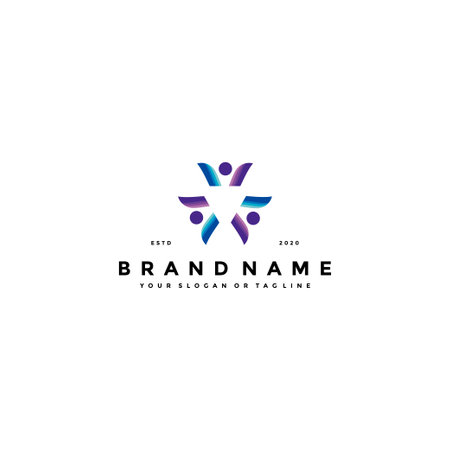 Colorful people group team logo design vector imageのイラスト素材