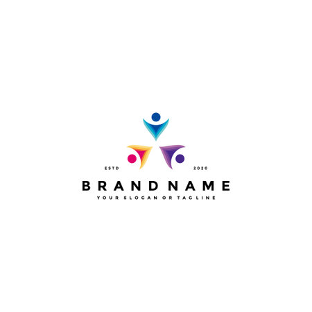 Colorful people group team logo design vector imageのイラスト素材