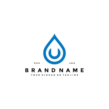 Letter U Water Drop Logo design vector templateのイラスト素材