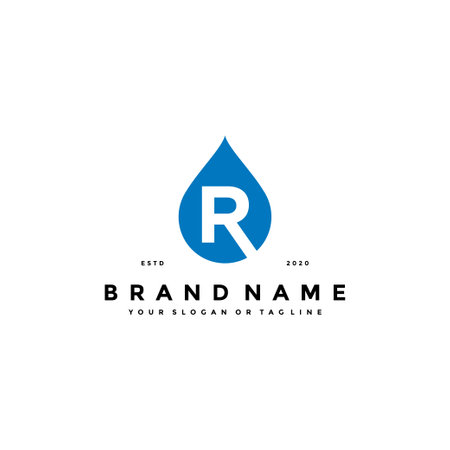 Letter R Water Drop Logo design vector templateのイラスト素材