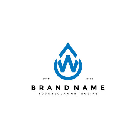 Letter W Water Drop Logo design vector templateのイラスト素材
