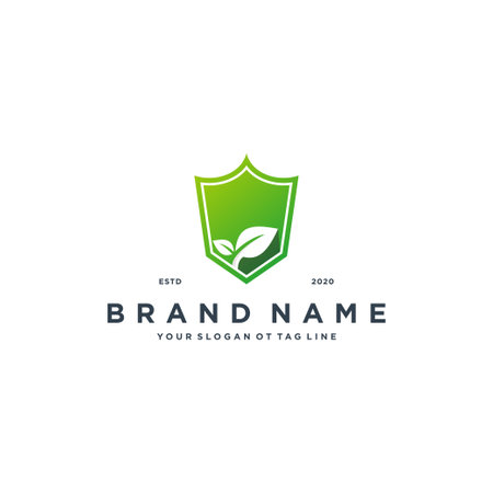 shield leaf logo design vector templateのイラスト素材