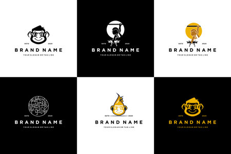 collection of monkey logo design vector templatesのイラスト素材