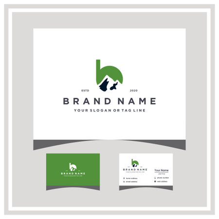 letter B mountain logo design and business card vector templateのイラスト素材