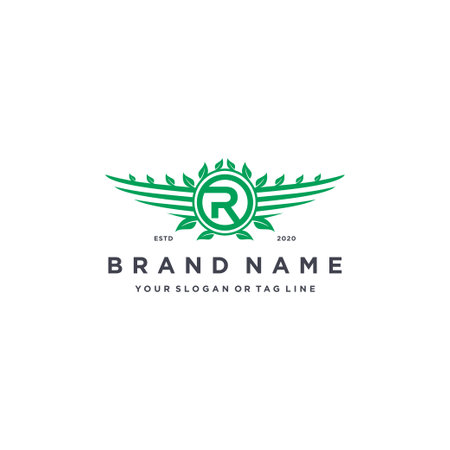 letter R leaf wing logo design concept vector templateのイラスト素材