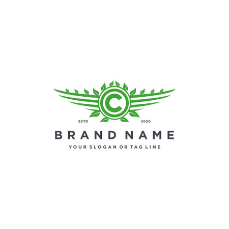 letter C leaf wing logo design concept vector templateのイラスト素材