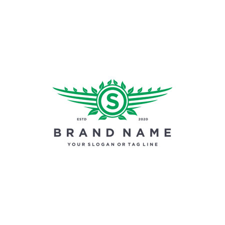 letter S leaf wing logo design concept vector templateのイラスト素材