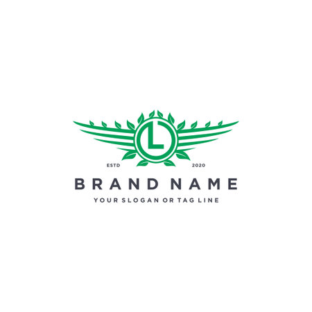 letter L leaf wing logo design concept vector templateのイラスト素材
