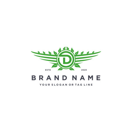 letter D leaf wing logo design concept vector templateのイラスト素材