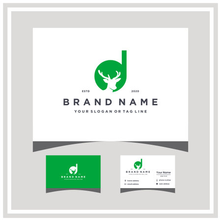 letter D deer logo design and business card vector templateのイラスト素材