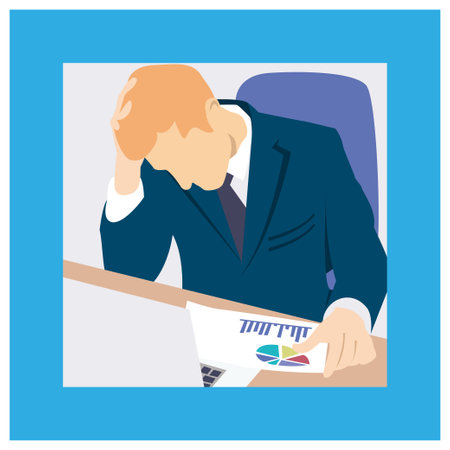 Stress people adult male sad and problem work vector illustration templateのイラスト素材