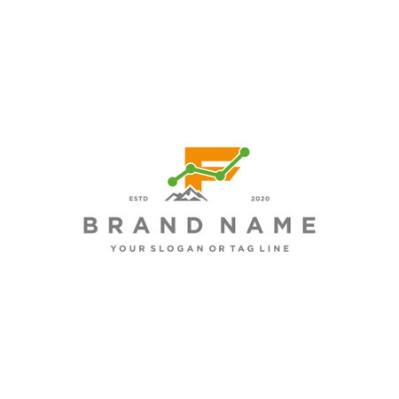 letter F mountain finance logo design concept vector templateのイラスト素材