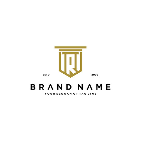 letter R shield law logo design concept vector templateのイラスト素材