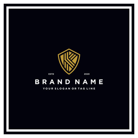 letter K shield gold logo design vector templateのイラスト素材