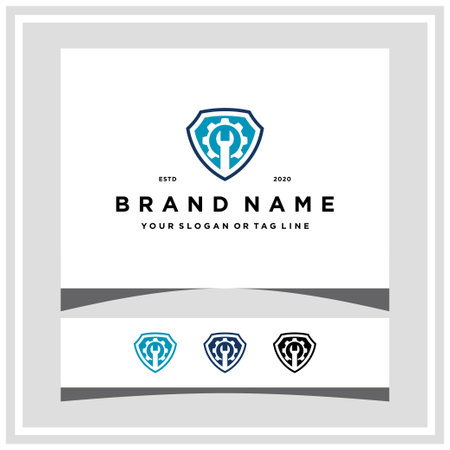 wrench gear and shield logo design vector templateのイラスト素材