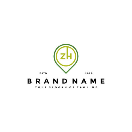 letter ZH pin logo design vector templateのイラスト素材