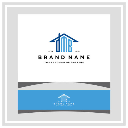 letter DMB home roof logo design and business card vector templateのイラスト素材