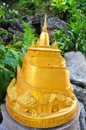 A replica of Golden Mountain stupaの写真素材