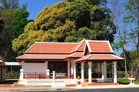 A modern pavilion, Sukhothai, Thailandの写真素材
