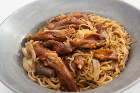Baked goose webs with noodles in casserole の写真素材