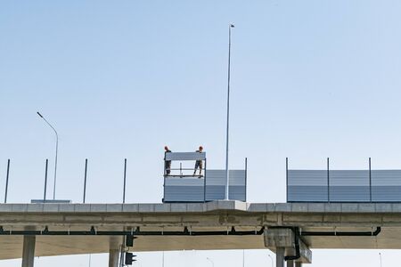 Fragment of a large bridge under constructionの写真素材