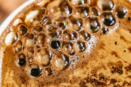 Texture image of foam on fresh coffeeの写真素材