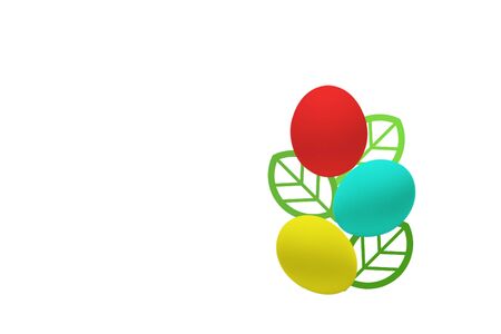 Collage of Easter eggs on a white backgroundの写真素材