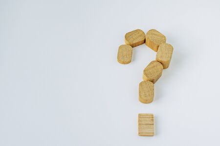 Collage of wooden blocks on a white backgroundの写真素材