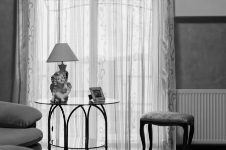 A fragment of the interior of a private house.Table near the windowの写真素材