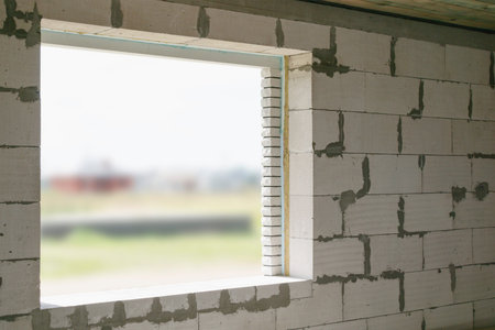 Window opening in a new house prepared for the installation of Windows