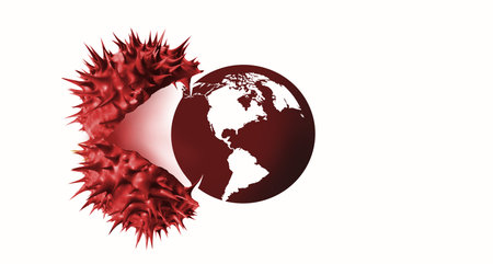 Conceptual image of a flower head with thorns. On the topic of the spread of coronavirus infectionの写真素材