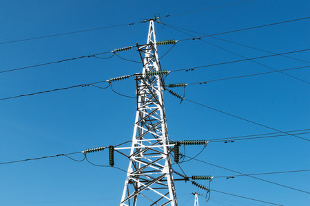 Modern station with high-voltage wires to supply electricity to the city