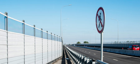 Metal railings on the new long road bridge