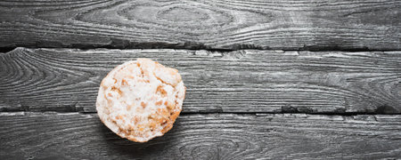 Cake in the form of a basket on a dark decorative backgroundの写真素材