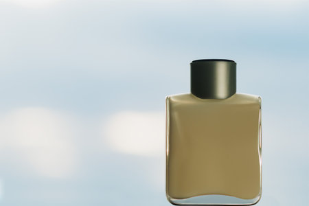 Glass jar with white cosmetic cream near the windowの写真素材