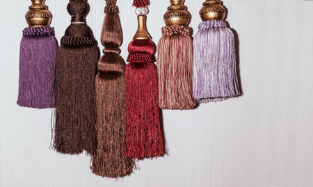 Braided pendants with fringe for curtains of different colors