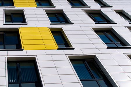 A fragment of a new multi-storey modern building for offices and administration