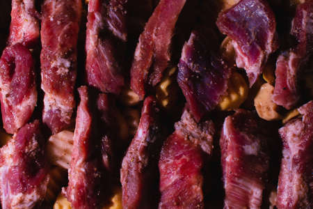 Close-up image of food,meat and potatoes for bakingの写真素材