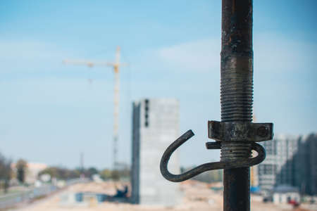 Support of building structures in a new house under constructionの写真素材