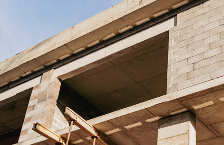 Fragment of a large private house under constructionの写真素材