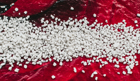 Textural image of scattered granules of white food substanceの写真素材
