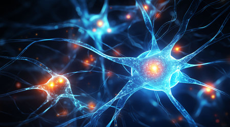 Electronic micro image of the structure of brain neurons,Generated by AIの素材